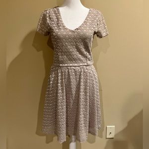 Tan Lace Overlay Dress Size Small